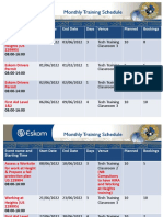 Matla Training Schedule - June 2022