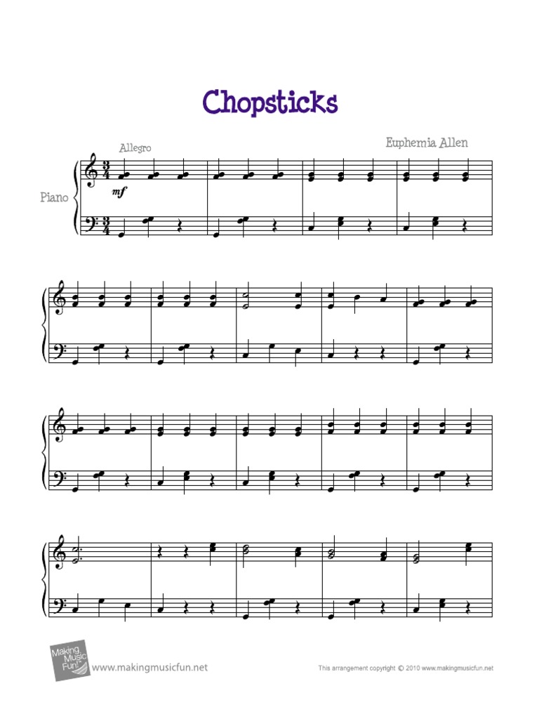 Chopsticks Piano PDF