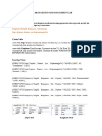 Exp Database Design and Management Lab