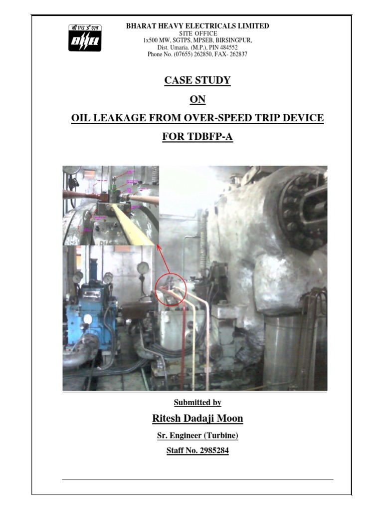 Case Study On Oil Leakage From Tripping Device | PDF | Valve | Energy ...