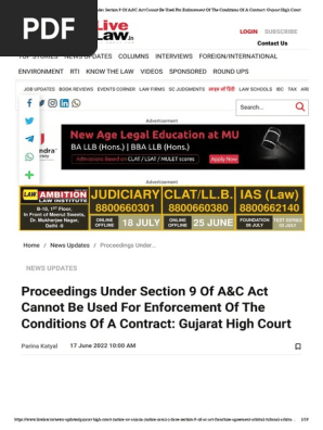 Proceedings Under Section 9 Of A&C Act Cannot Be Used For Enforcement Of The Conditions Of A Contract_ Gujarat High Court