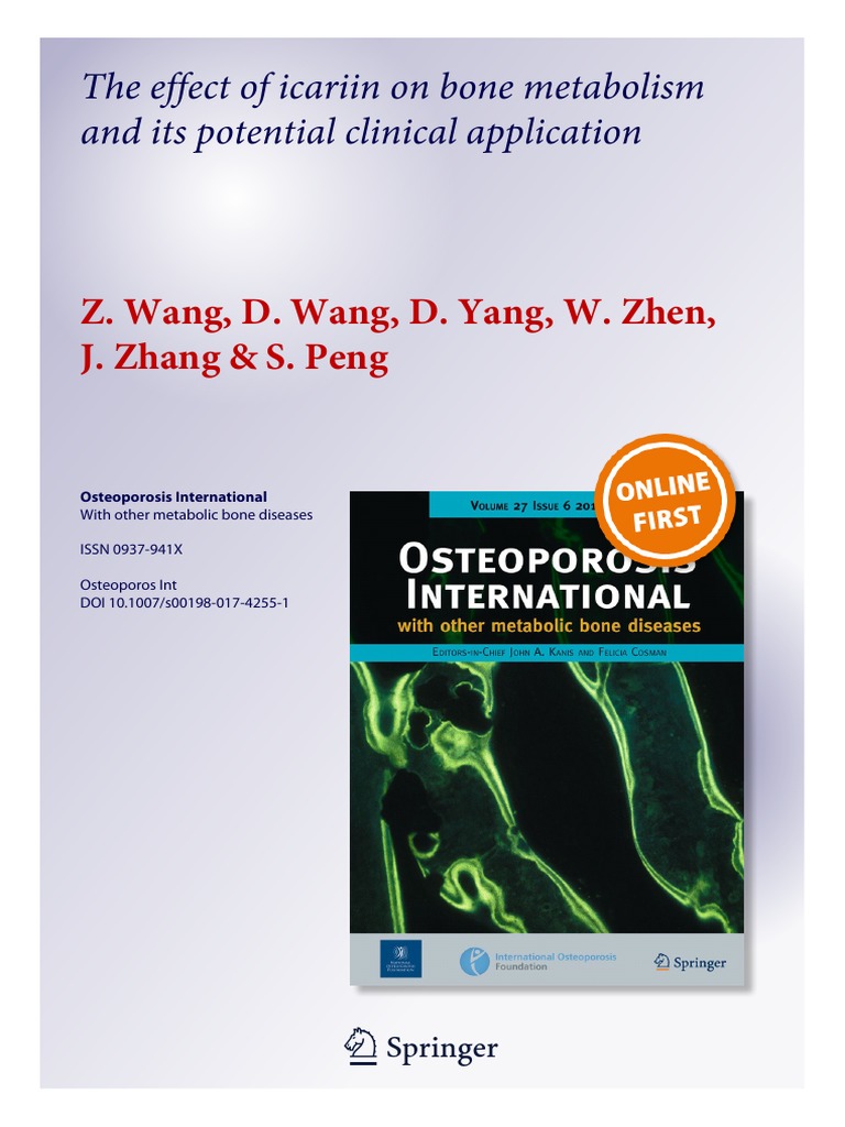 The Effect of Icariin On Bone Metabolism and Its Potential Clinical ...