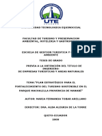 Plan Estrategico para El Fortalecimiento Del Turismo