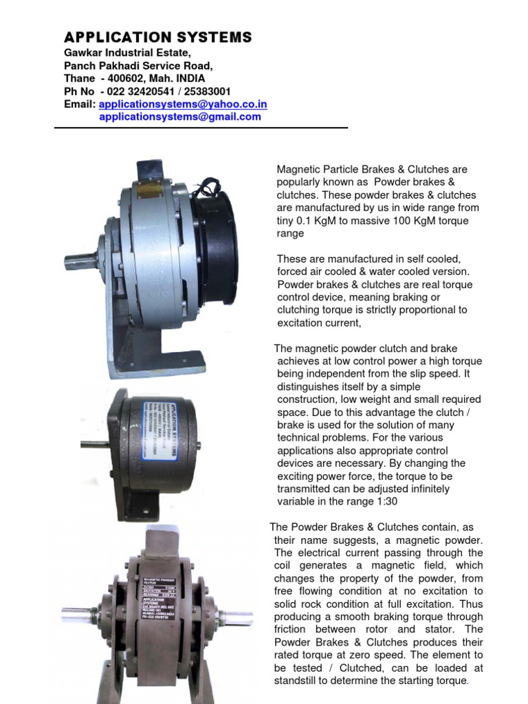 Magnetic Powder Brakes & Clutches Overview | PDF | Clutch | Magnetic Field