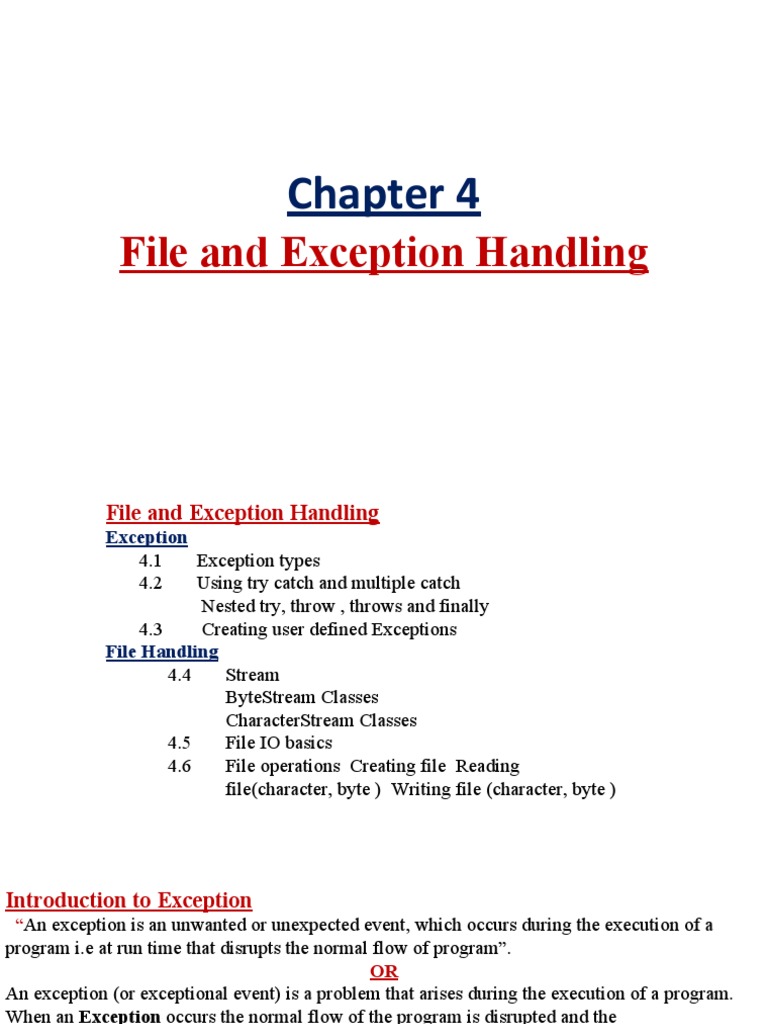 Handling exceptions and performing file operations in java an overview