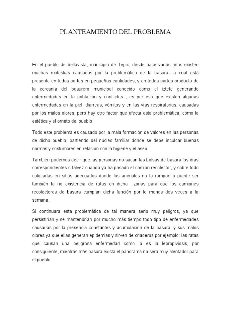 Problemas de Basura en Bellavista | PDF | Residuos | Vertedero