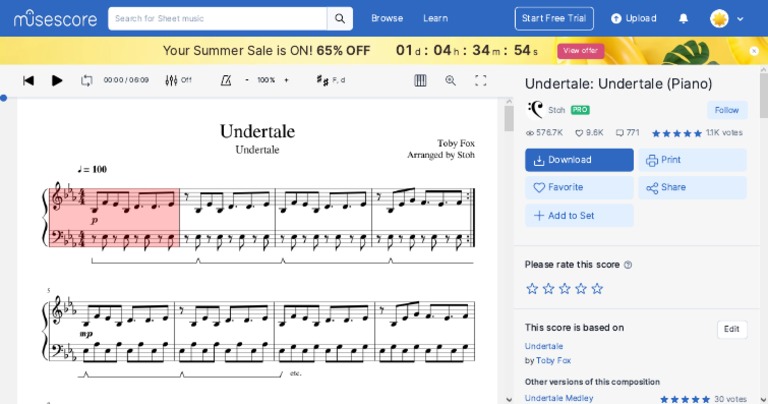 Undertale Piano Sheet Music Collection | PDF