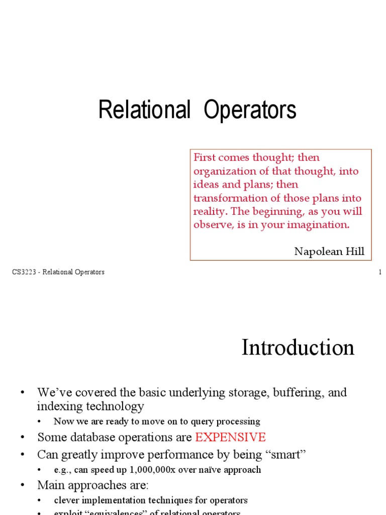 Relational Operators | PDF | Database Index | Relational Database