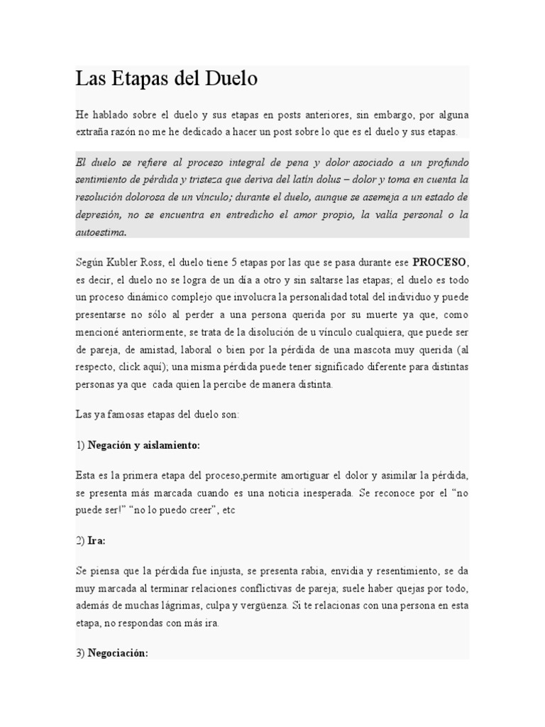 Las Etapas Del Duelo | PDF | Dolor | Las emociones