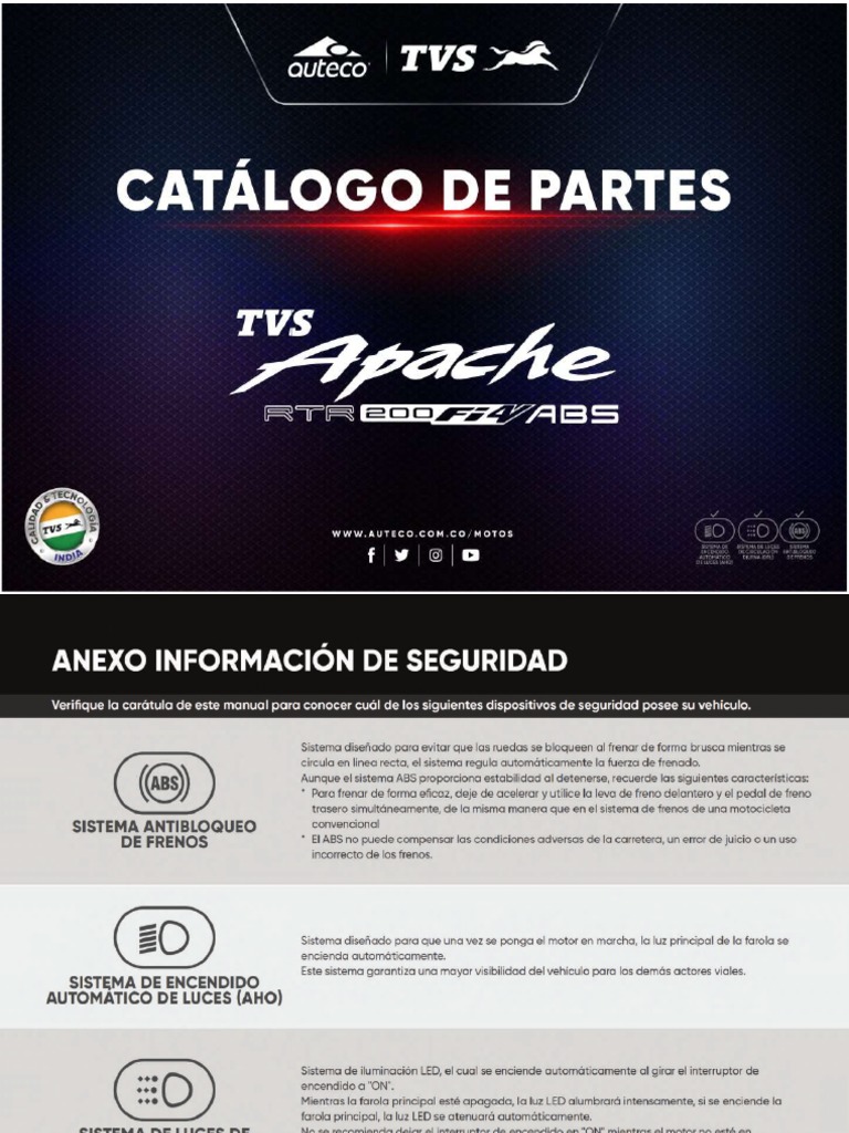 Catálogo de Partes Apache 200 | PDF | Arandela (Hardware) | Embrague