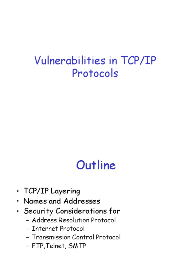 Vulnerabilities in TCP/IP Protocols | PDF | Transmission Control ...