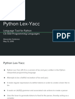 Python Lex-Yacc: Language Tool For Python CS 550 Programming Languages