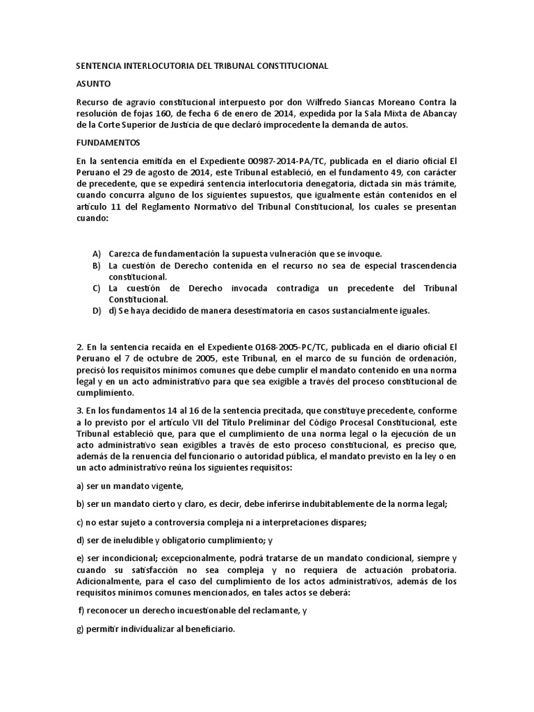 Sentencia Interlocutoria | PDF | Ley procesal | Sentencia (ley)