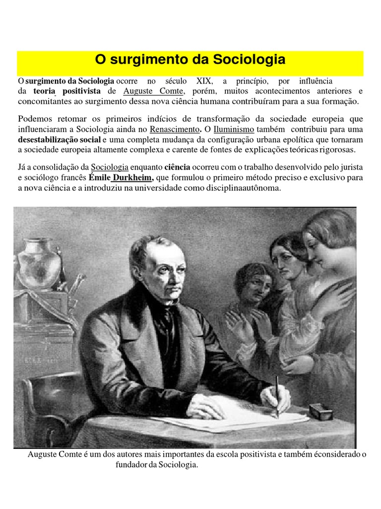 Surgimento da Sociologia no Século XIX | PDF | Sociologia | Émile Durkheim