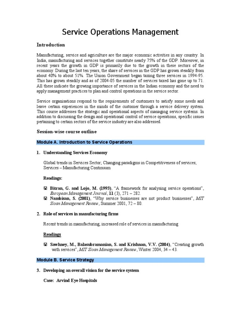 Service Operations Management Overview | PDF | Business Process ...