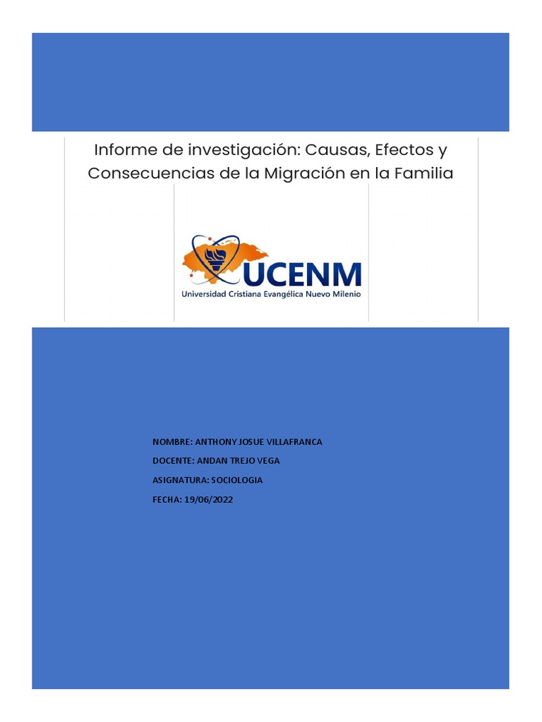 Efectos de la Migración en la Familia | PDF | Migración humana ...