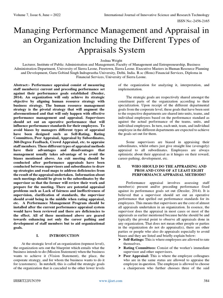 Managing Performance Management and Appraisal in An Organization