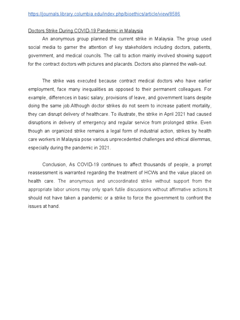Strike In Malaysia Pdf Strike Action Employment