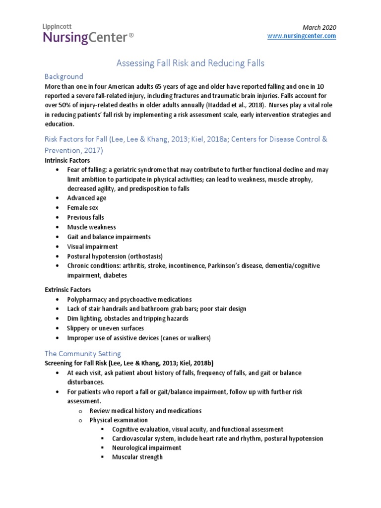 Fall Risk Assessment and Prevention Guide | PDF | Balance (Ability ...