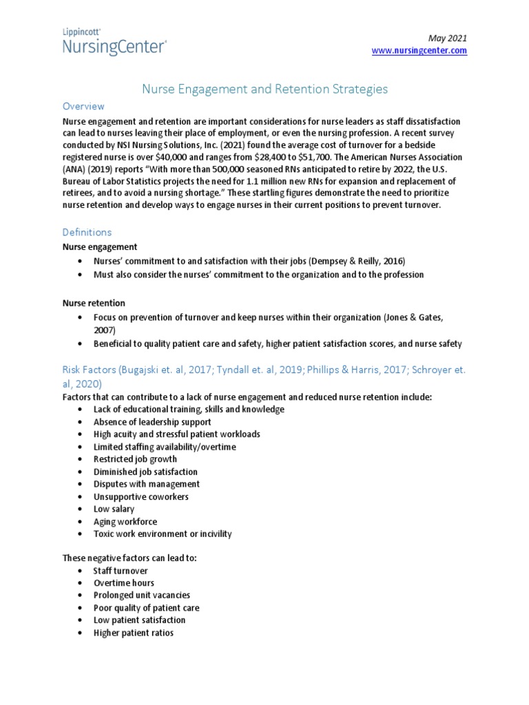 Nurse Engagement and Retention Strategies | PDF | Nursing | Employee ...