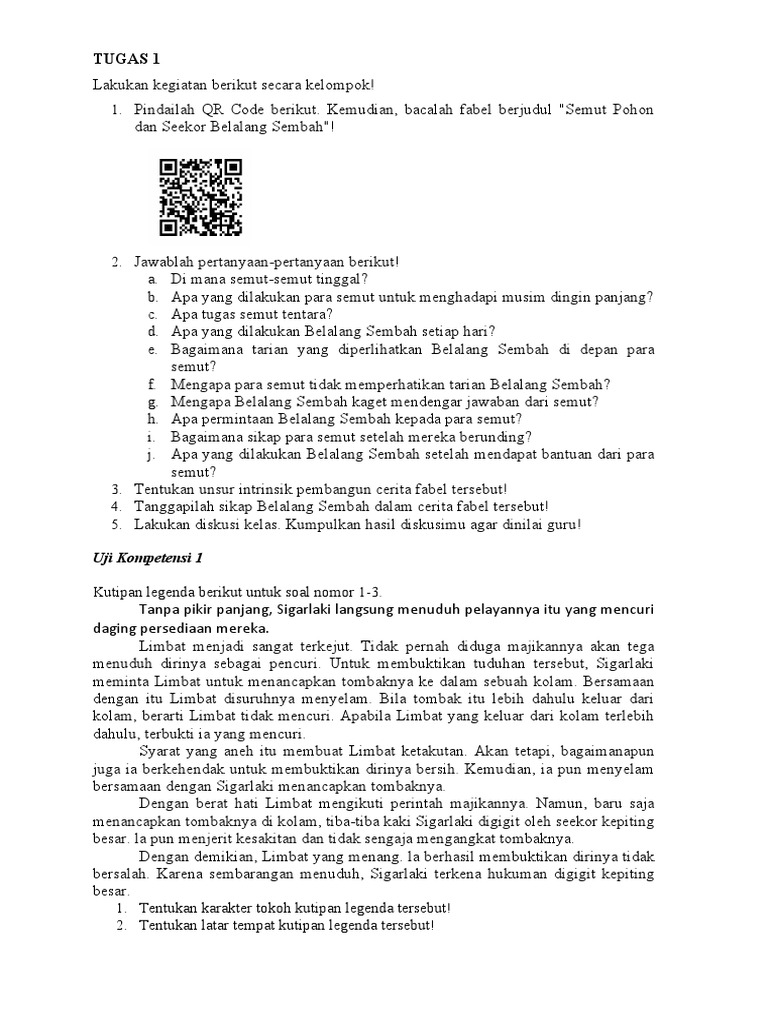 Tugas 1 Teks Fabel Dan Legenda Pdf
