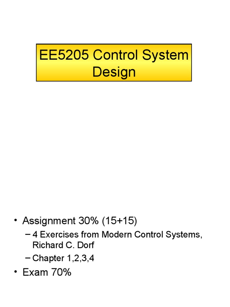EE5205 Control System Design PDF Control Theory Electrical Engineering