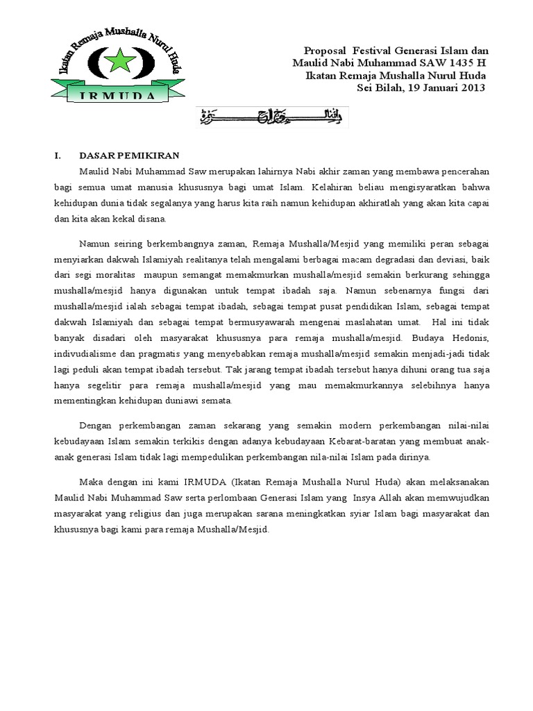 Proposal Festival Generasi Islam 1435 H | PDF