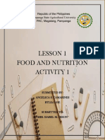 Lesson 1 Food and Nutrition Activity 1: Submitted By: Angelica S. Camarines Btled 2-He