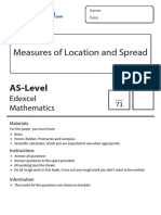 As Stats Chapter 2 Measures of Location and Spread Worksheet QP