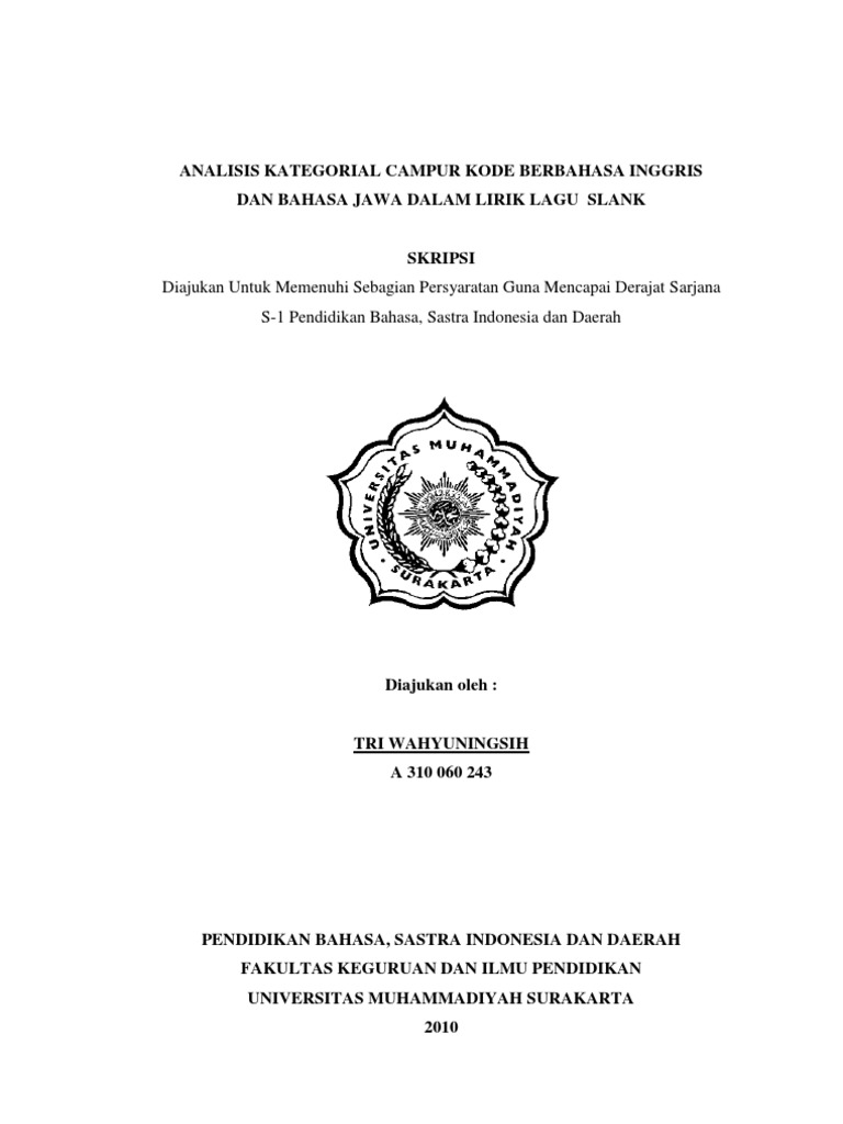 Analisis Kategorial Campur Kode Berbahasa Inggris Dan Bahasa Jawa Analisis Kategorial Campur Kode Berbahasa Inggris Dan Bahasa Jawa
