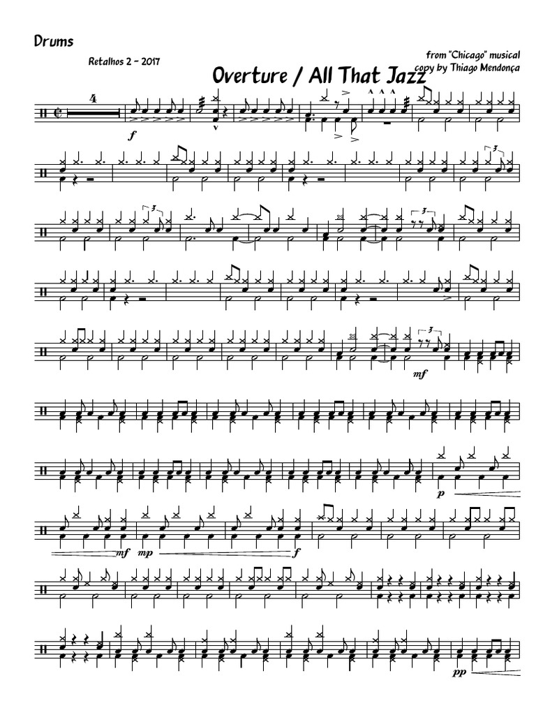 Overture / All That Jazz Drums PDF