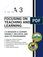 Focusing On Teaching and Learning: 3.5 Managed A Learner-Friendly, Inclusive, and Healthy Environment