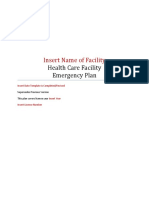Insert Name of Facility: Health Care Facility Emergency Plan