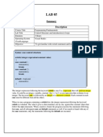 Items Description: Syntax: Case Control Structure Switch (Integer Expression/constant Value) Case Constant1