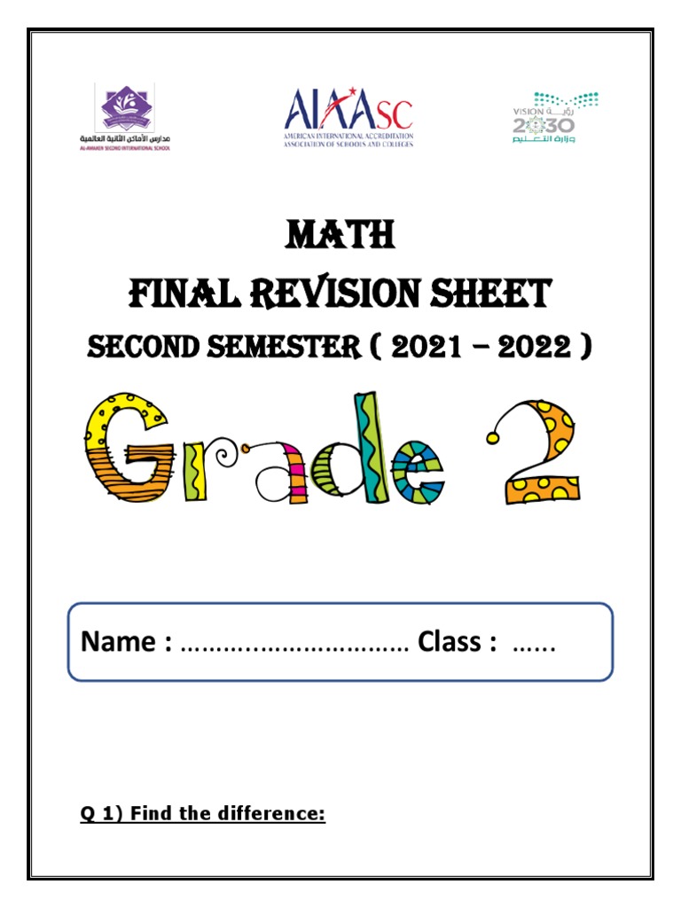 Final Math Revision Sheet: 2nd Term | PDF | Computers
