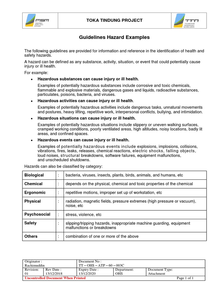 Hazard Identification Guidelines | PDF | Hazards | Chemical Substances