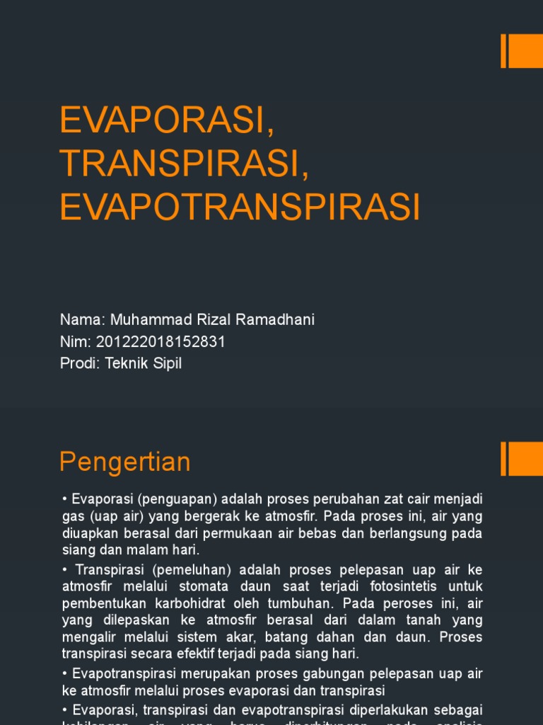 Tugas 2 (Evaporasi, Transpirasi, Evapotranspirasi) | PDF