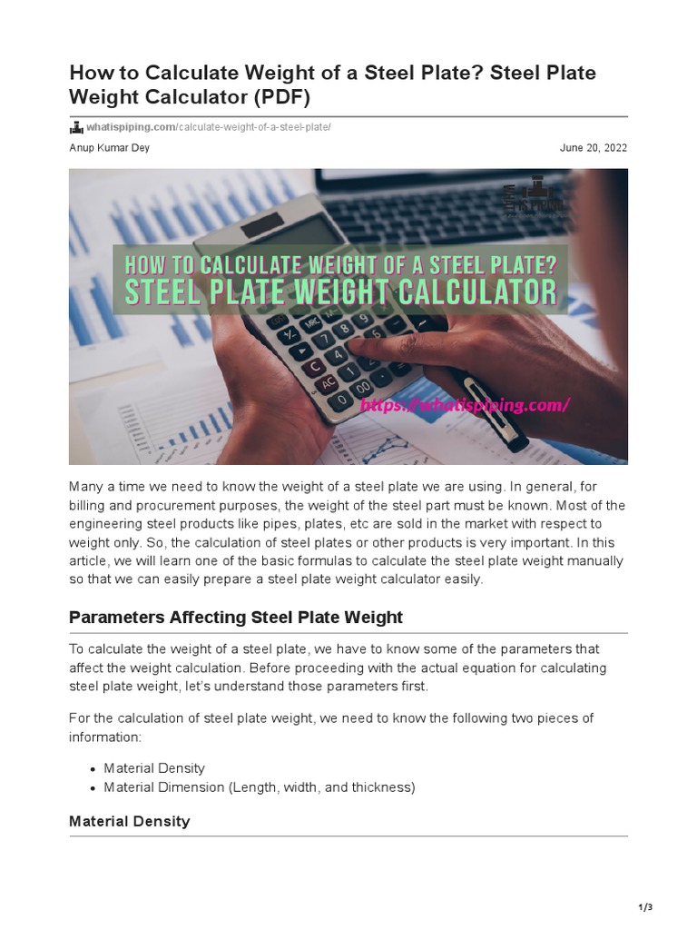 How To Calculate Weight of A Steel Plate Steel Plate Weight Calculator