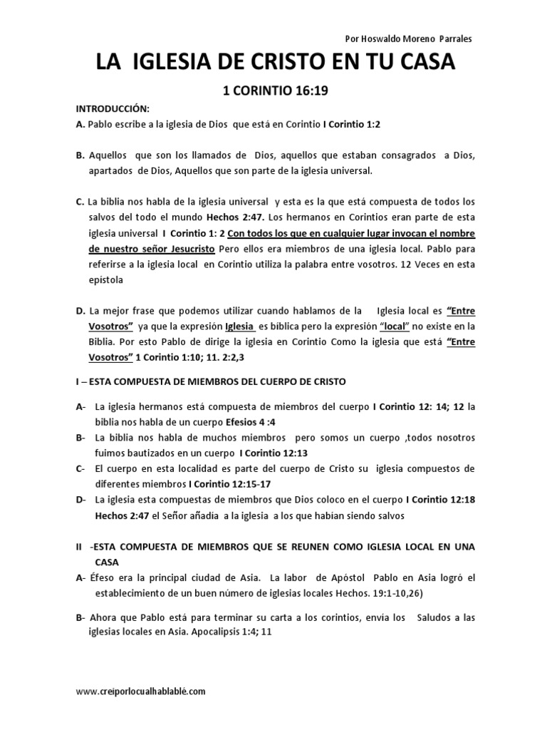 La Iglesia de Cristo en tu Casa | PDF | Iglesia cristiana | Iglesia ...