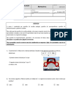 Icha DE Valiação N Atemática: Escola Secundária de Vilela