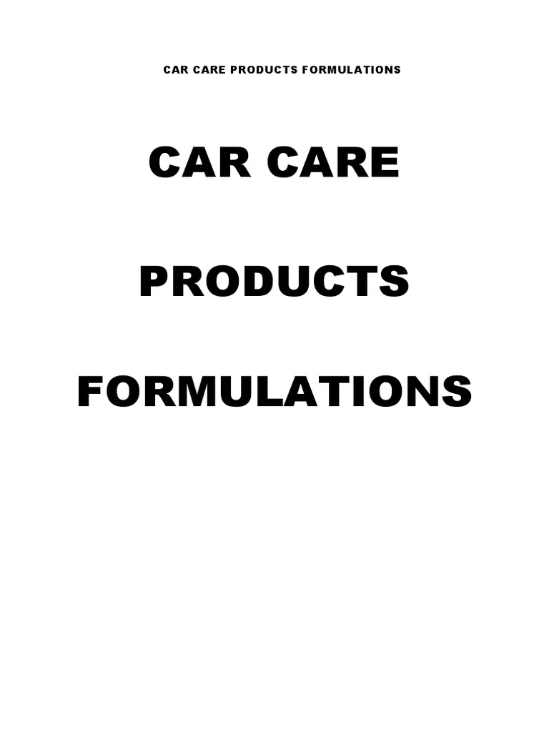 Car Care Products Formulations Encyclopedia Download Free PDF Sodium Detergent
