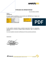 Certificado de Operatividad de Excavadora KOMAT SU PC350