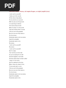 Letra de La Canción Enemy, de Imagine Dragons, en Inglés (English Lyrics)