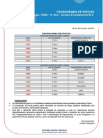 Cronograma provas 8o ano ensino fundamental 2022