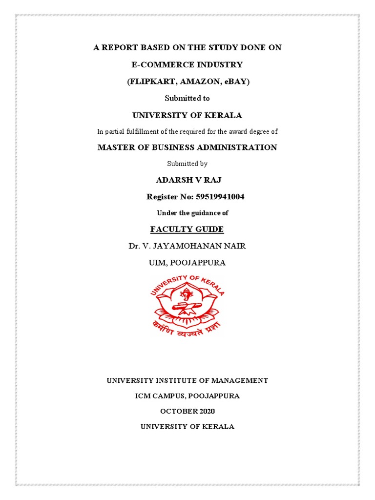 Study On E Commerce Industry by Adarsh V Raj | PDF | Online Shopping ...