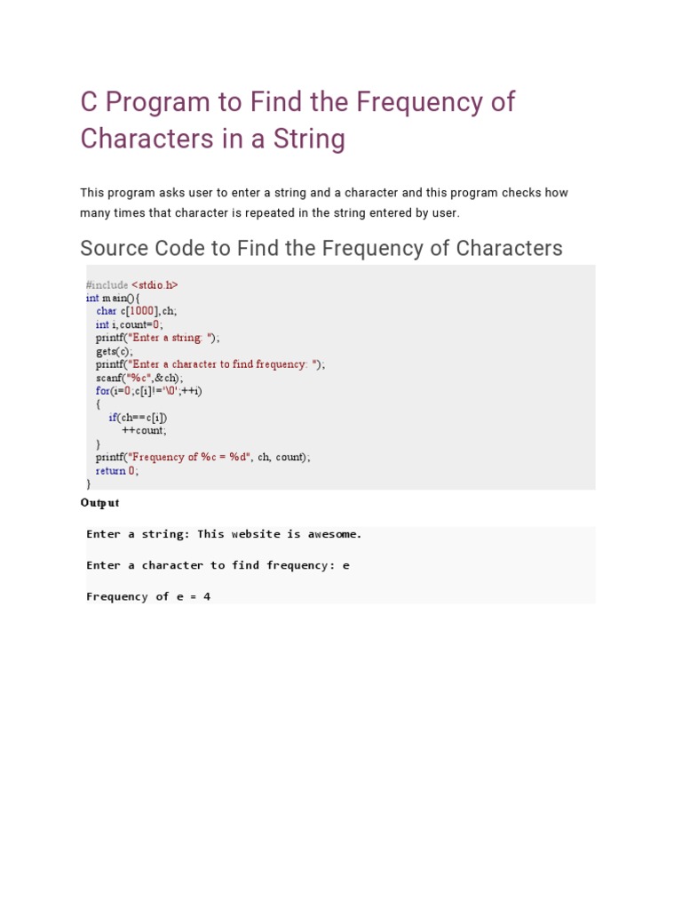 C Programming String Example Programs | PDF | String (Computer Science ...