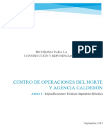 Especificaciones Técnicas Centro de Operaciones Del Norte y Agencia Calderón 2021