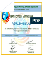 Certificate of Membership: Faizarul Syha Binti Jalil