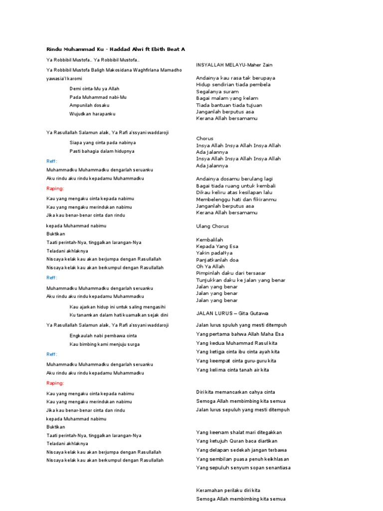 Lirik Lagu Muhammadku Insyallah Versi Melayu