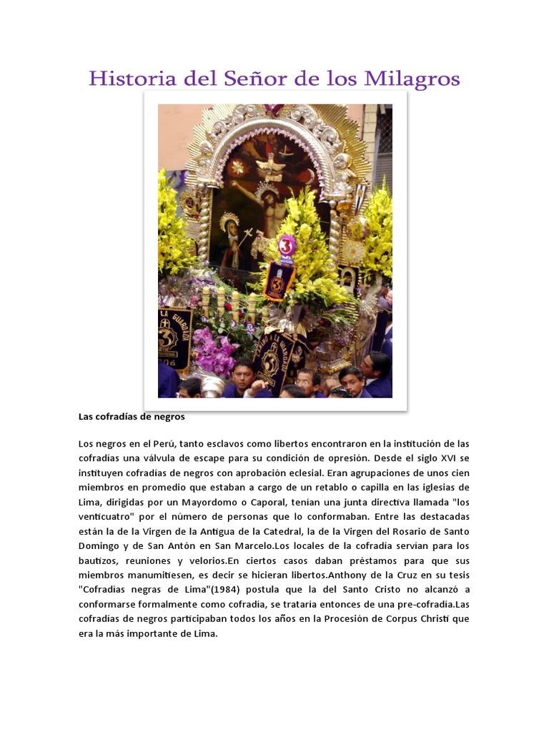 Historia del Señor de los Milagros | PDF